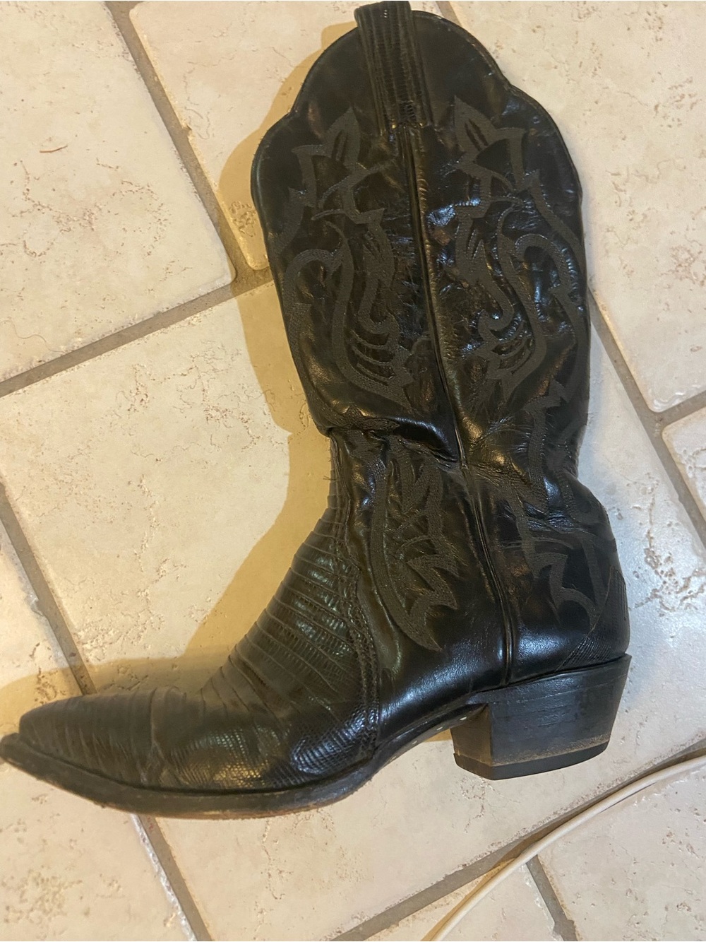 Tony Lama Black Western Heeled Boots